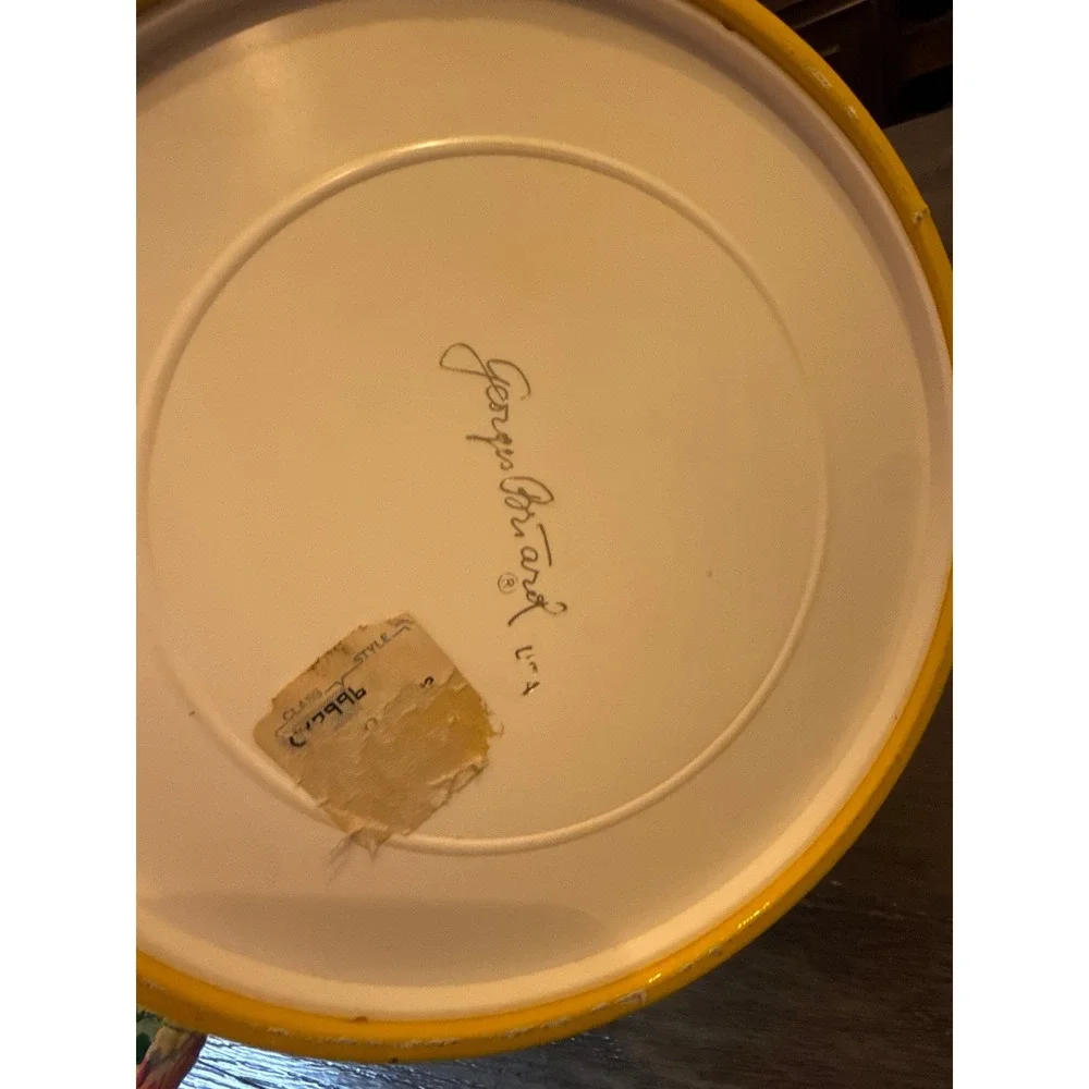 Georges Briard Vintage Yellow Vinyl Ice Bucket Mid Century Barware with Tongs